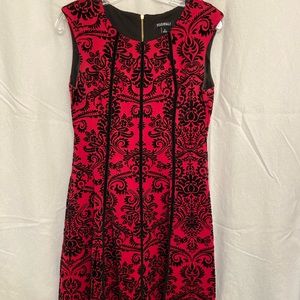Size 6, red dress with black design, Dress Barn